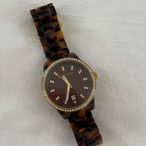 Michael Kors Tortoise-Patterned Gold-Accent Watch *needs new battery*